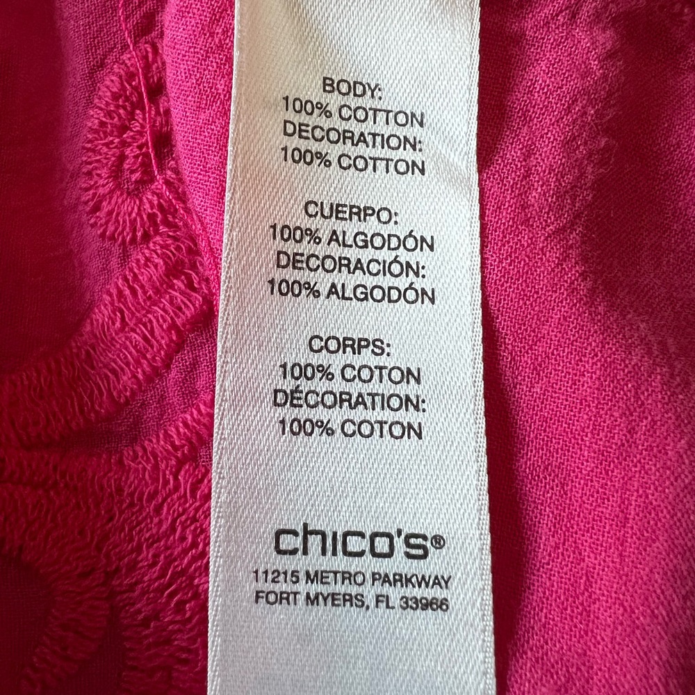 Chico’s Fuchsia Embroidered Blouse - Picture 6 of 6